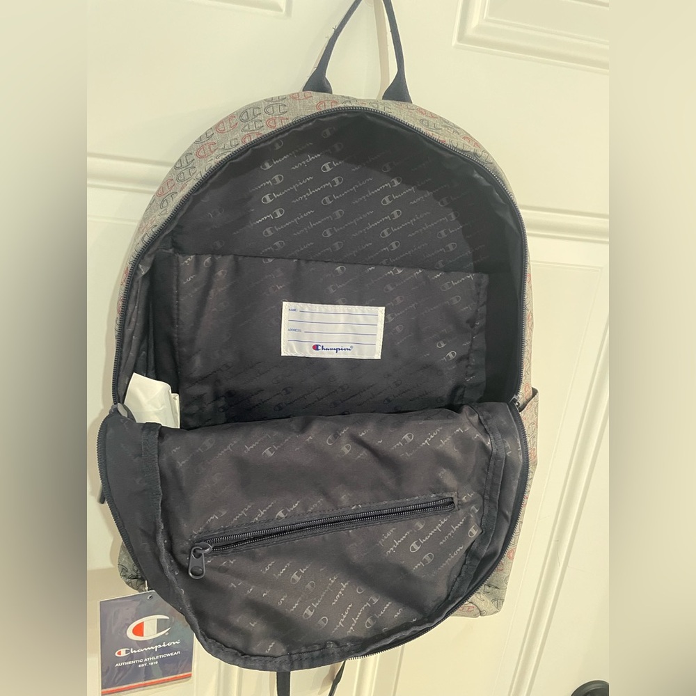 Champion Logo Patterned Gray Backpack - Picture 3 of 4